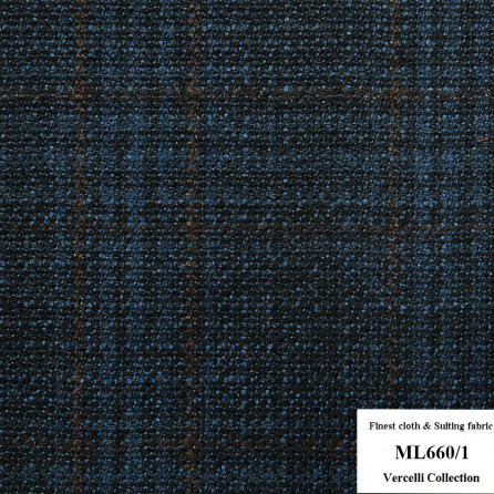 [HẾT HÀNG] ML660/1 Vercelli CVM - Vải Suit 95% Wool - Xanh Dương Caro Đen